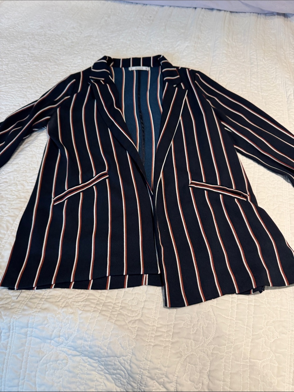 Striped Navy Blazer Jacket - Women's